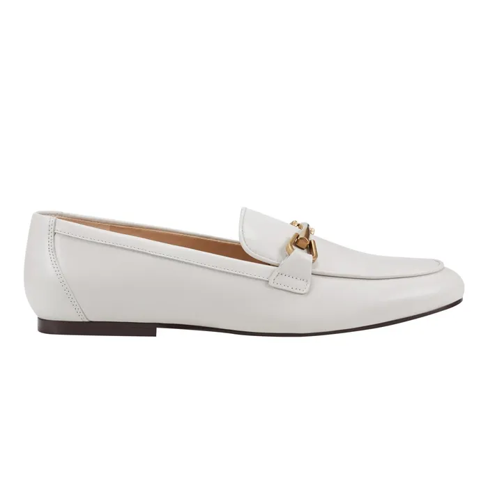 Women Bleek Loafer Ivory Leather Marc Fisher Loafers and Flats