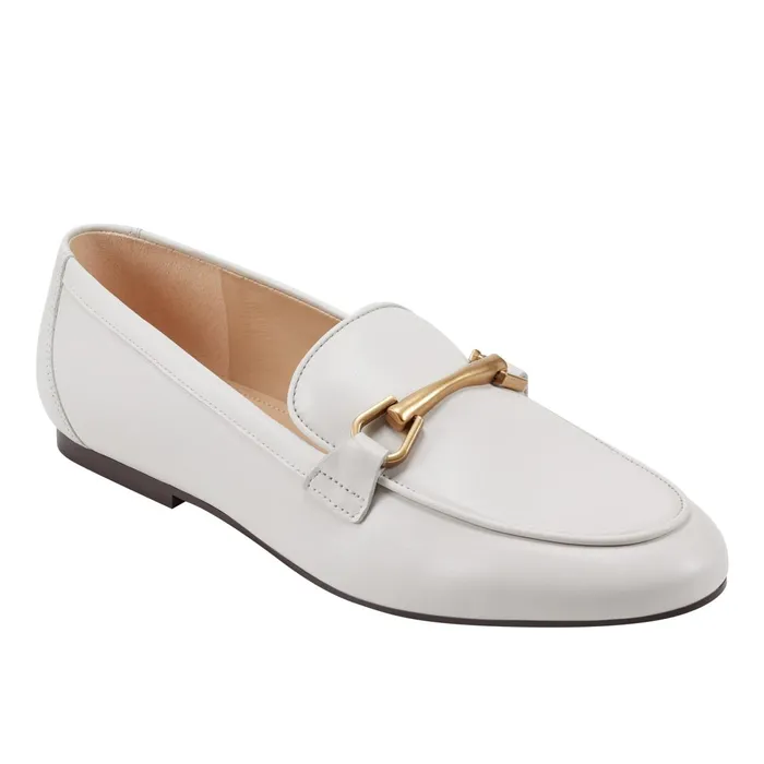 Women Bleek Loafer Ivory Leather Marc Fisher Loafers and Flats