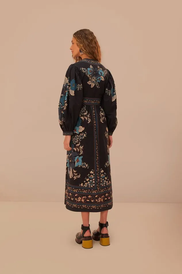 Women Blossom Tapestry Black Midi Dress Blossom Tapestry Black FARM Rio Midi Dresses