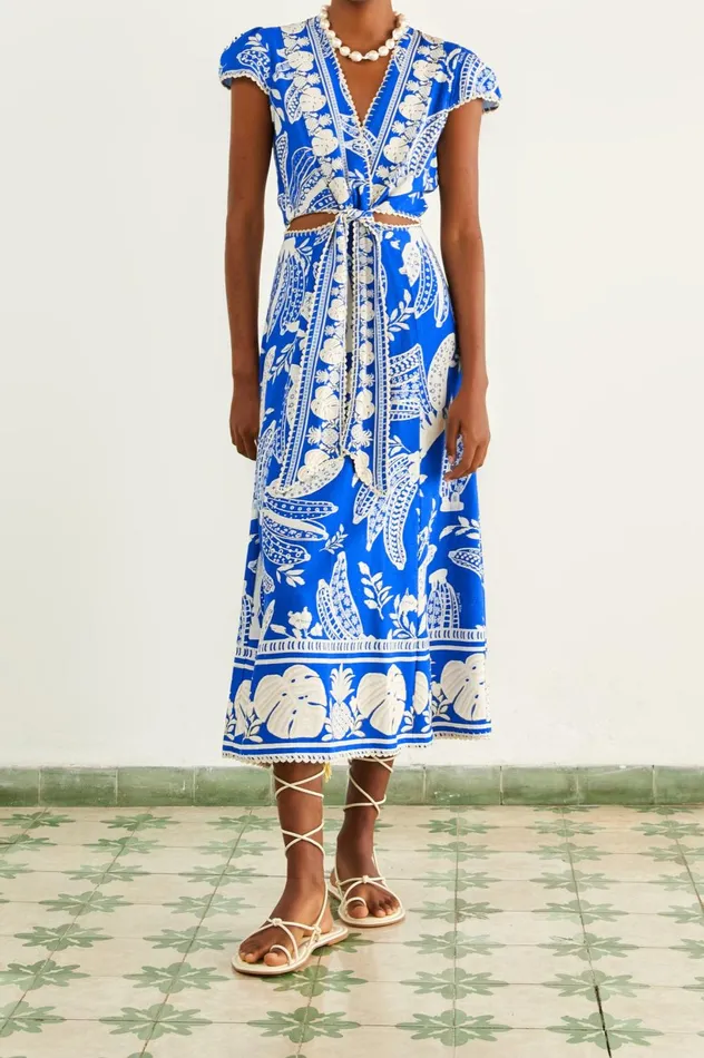 Women Blue Lace Banana Midi Dress Lace Bananas Navy Blue FARM Rio Midi Dresses Women Blue Lace Banana Midi Dress Lace Bananas Navy Blue FARM Rio Midi Dresses