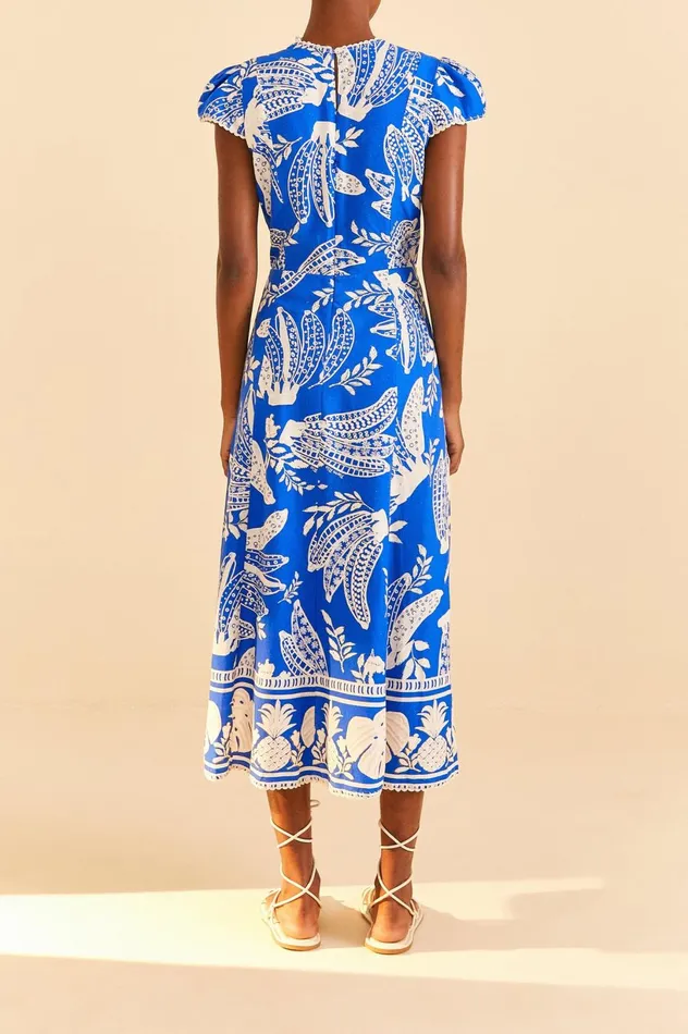 Women Blue Lace Banana Midi Dress Lace Bananas Navy Blue FARM Rio Midi Dresses