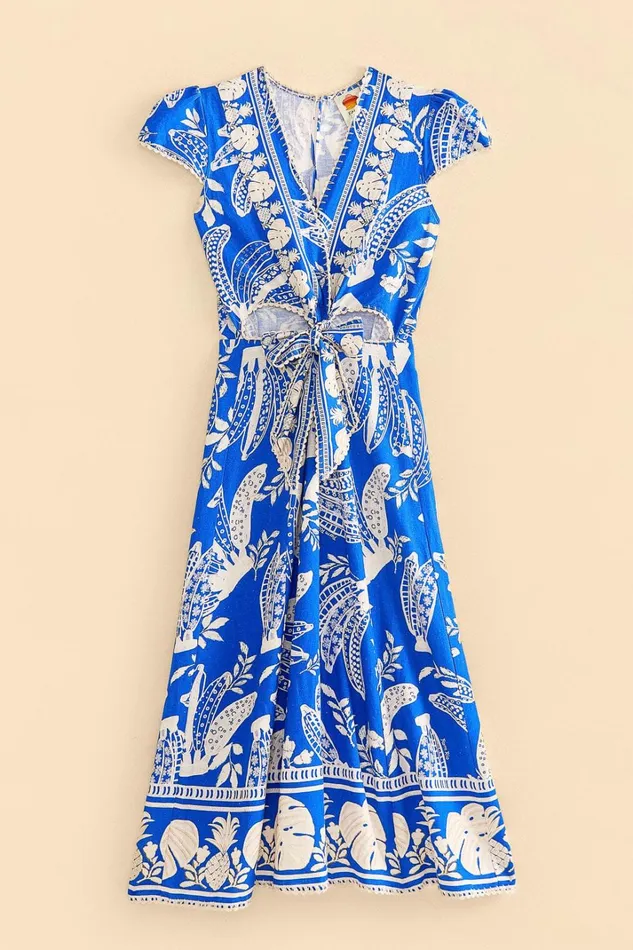 Women Blue Lace Banana Midi Dress Lace Bananas Navy Blue FARM Rio Midi Dresses