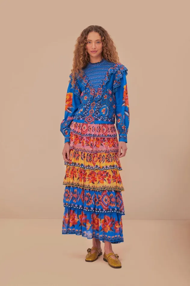 Women Blue Lucy Floral Ainika Maxi Skirt Lucy Floral Ainika FARM Rio Skirts