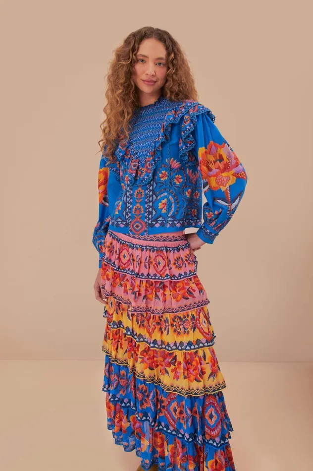 Women Blue Lucy Floral Ainika Maxi Skirt Lucy Floral Ainika FARM Rio Skirts
