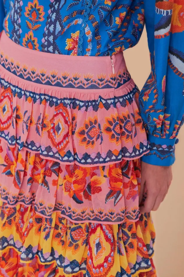 Women Blue Lucy Floral Ainika Maxi Skirt Lucy Floral Ainika FARM Rio Skirts