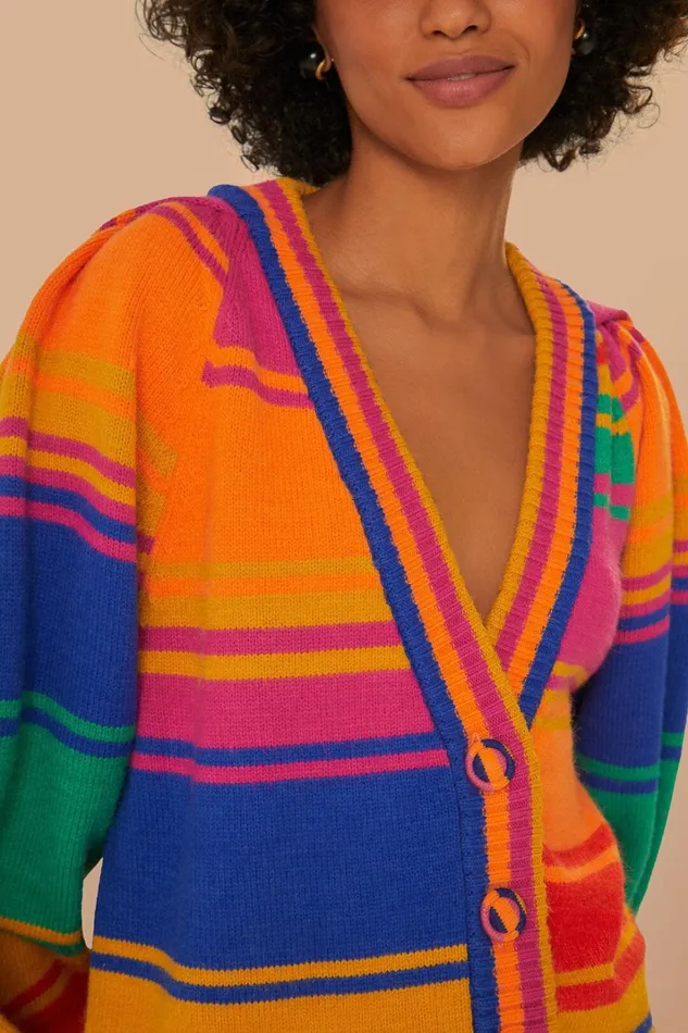Women Bold Stripes Knit Cardigan Bold Stripes FARM Rio Cardigans