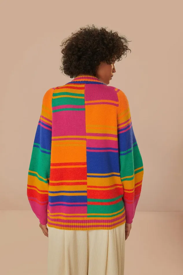Women Bold Stripes Knit Cardigan Bold Stripes FARM Rio Cardigans