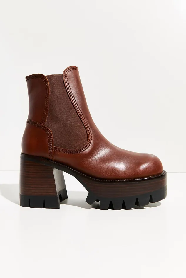 Women Boots Free People Preston Platform Ankle Boots Cognac