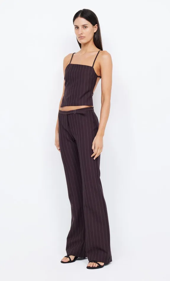 Women Bottoms Bec Bridge JADE STRAIGHT LEG PANT Plum Pinstripe