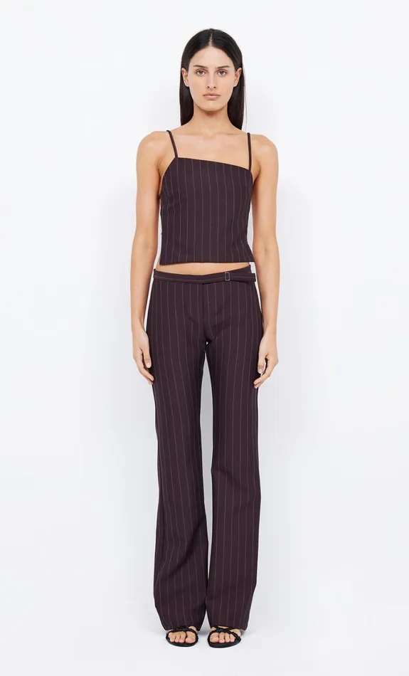Women Bottoms Bec Bridge JADE STRAIGHT LEG PANT Plum Pinstripe