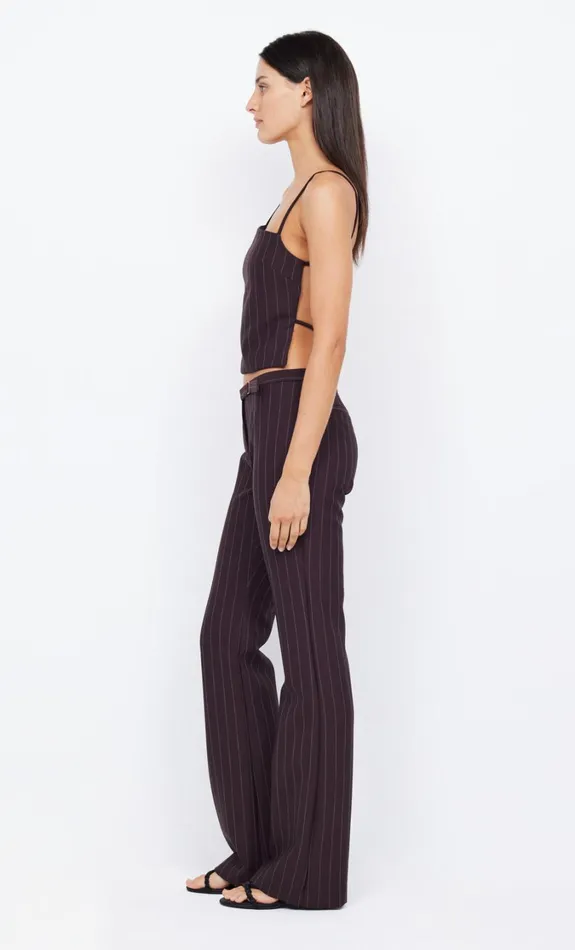 Women Bottoms Bec Bridge JADE STRAIGHT LEG PANT Plum Pinstripe