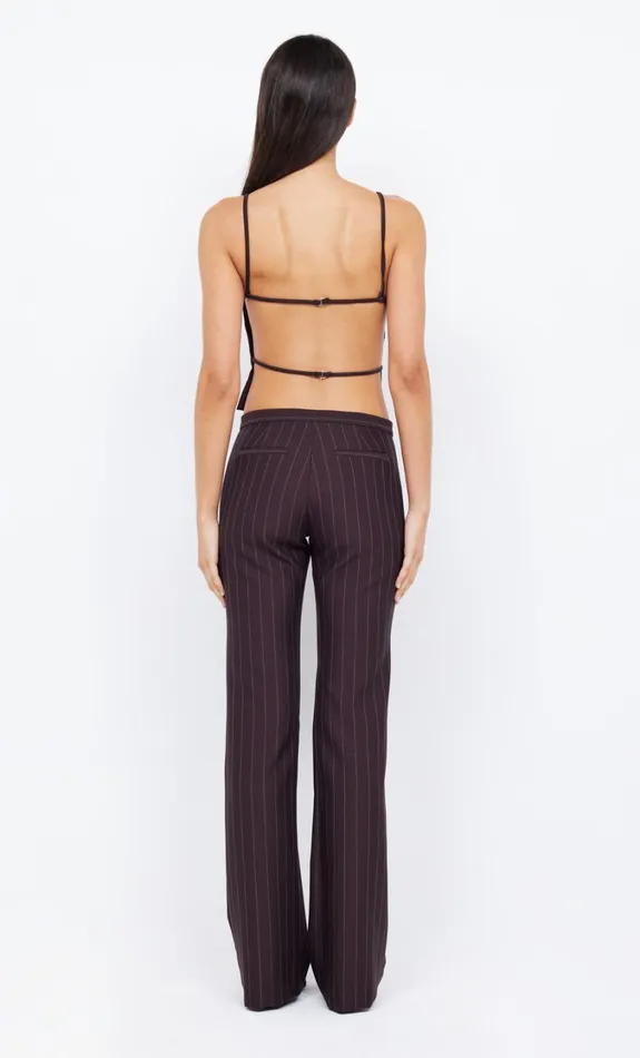 Women Bottoms Bec Bridge JADE STRAIGHT LEG PANT Plum Pinstripe