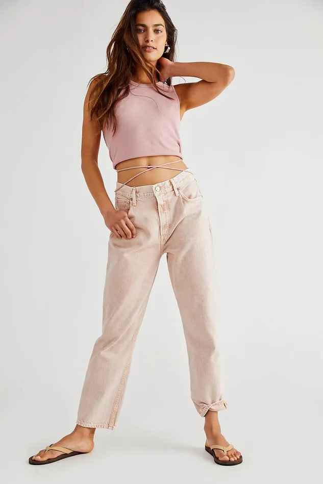 Women Boyfriend Jeans Free People Citizens Of Humanity Marlee Relaxed Taper Jeans Cactus Bloom