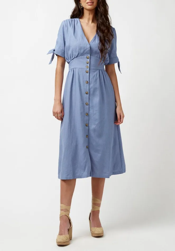 Women Buttoned Linen Navy Mariposa Dress Navy Buffalo David Bitton Dresses and Jumpsuits Women Buttoned Linen Navy Mariposa Dress Navy Buffalo David Bitton Dresses and Jumpsuits