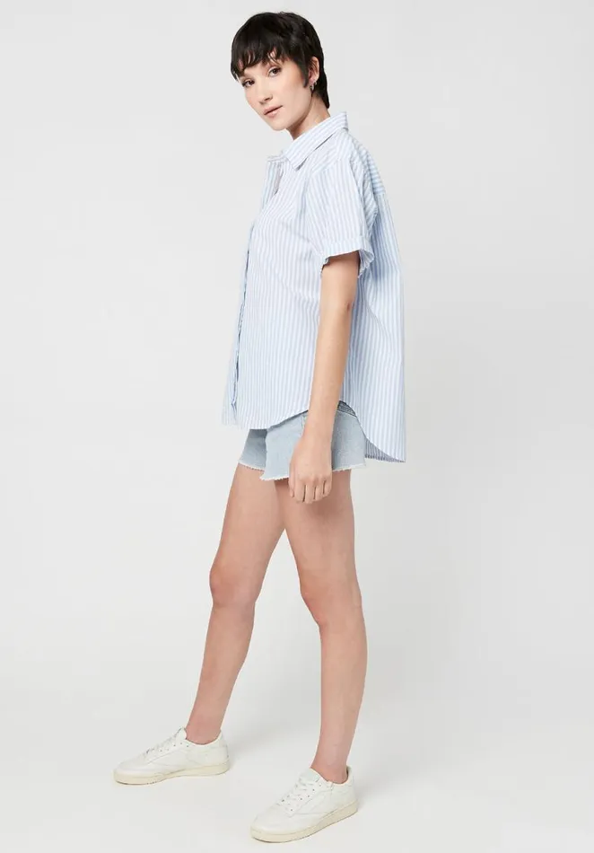 Women Candy Stripe Leonora Blouse Bluewht Stripe Buffalo David Bitton Blouses