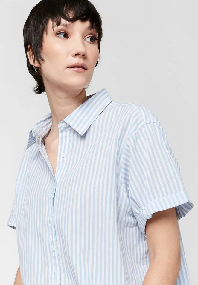 Women Candy Stripe Leonora Blouse Bluewht Stripe Buffalo David Bitton Blouses