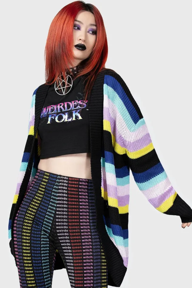 Women Cardigans Killstar Neon Rainbow Cardigan