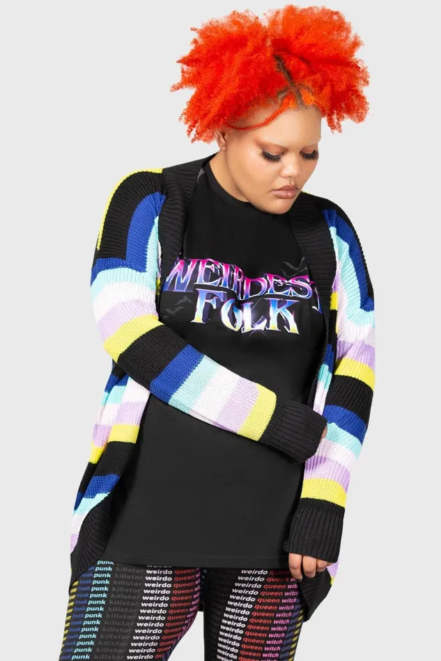 Women Cardigans Killstar Neon Rainbow Cardigan