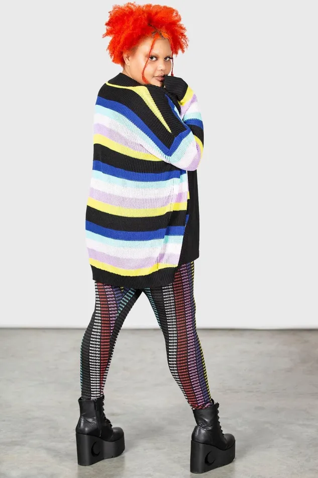 Women Cardigans Killstar Neon Rainbow Cardigan