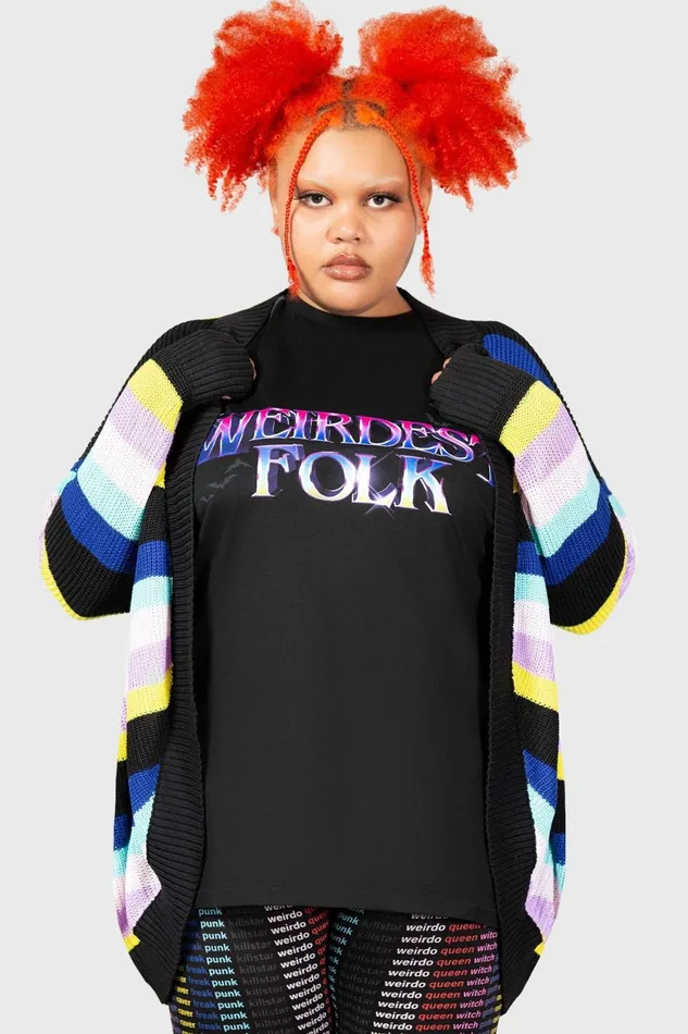 Women Cardigans Killstar Neon Rainbow Cardigan