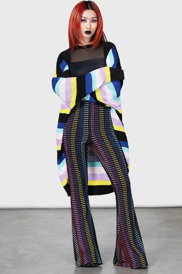 Women Cardigans Killstar Neon Rainbow Cardigan