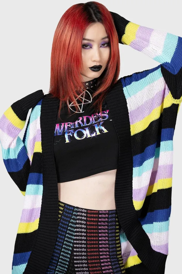 Women Cardigans Killstar Neon Rainbow Cardigan