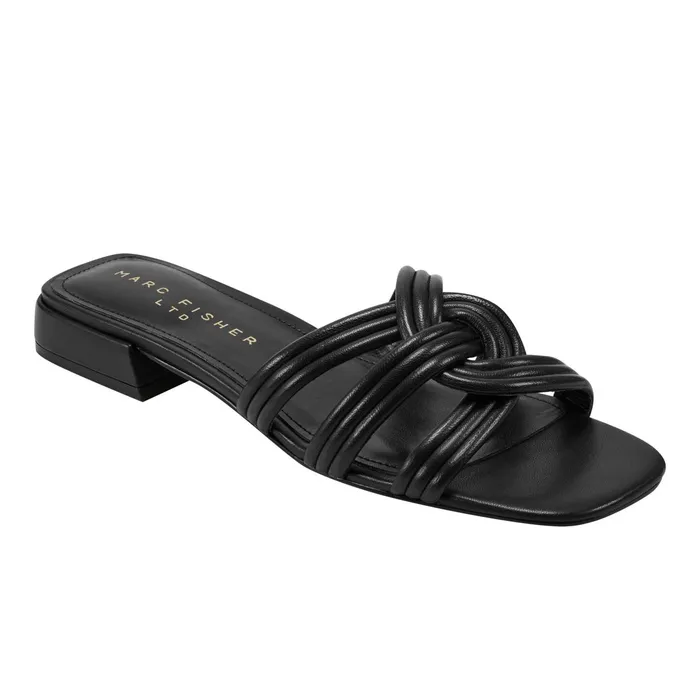 Women Casara Slide Sandal Black Leather Marc Fisher Mules and Slides