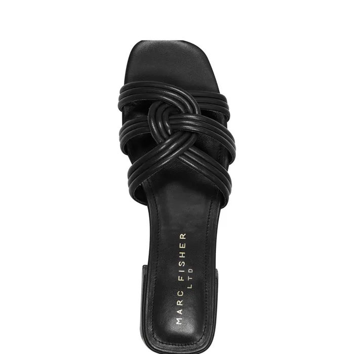 Women Casara Slide Sandal Black Leather Marc Fisher Mules and Slides