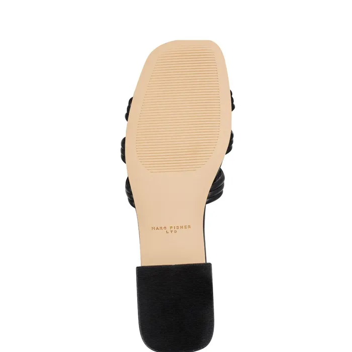 Women Casara Slide Sandal Black Leather Marc Fisher Mules and Slides