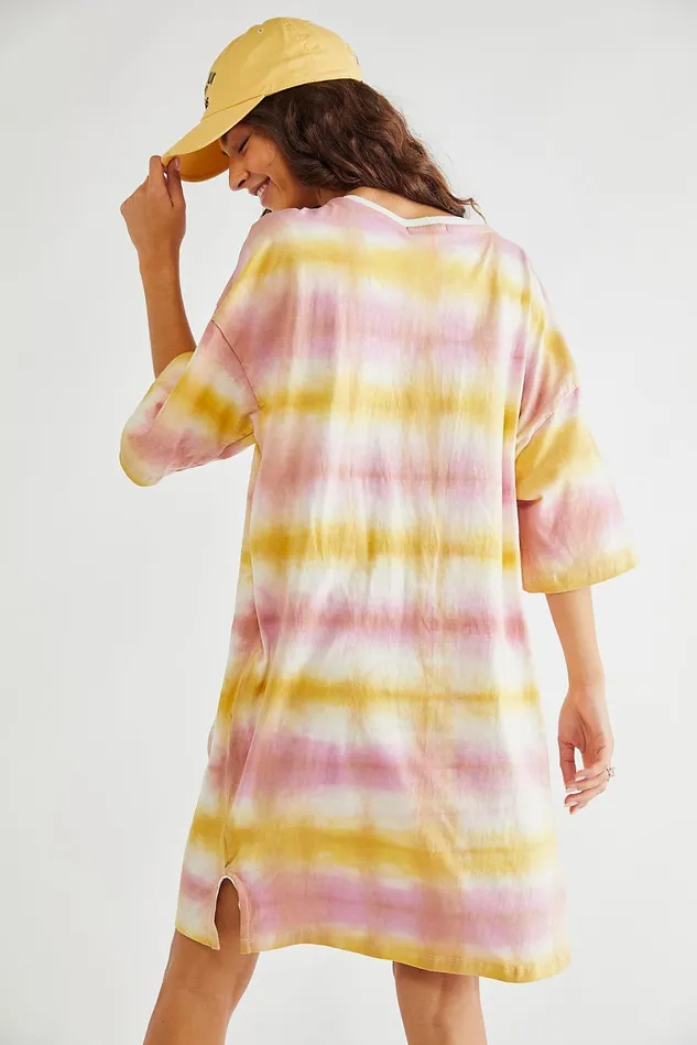Women Casual Dresses Free People Lavanda Dress Yellow Plaid Pink