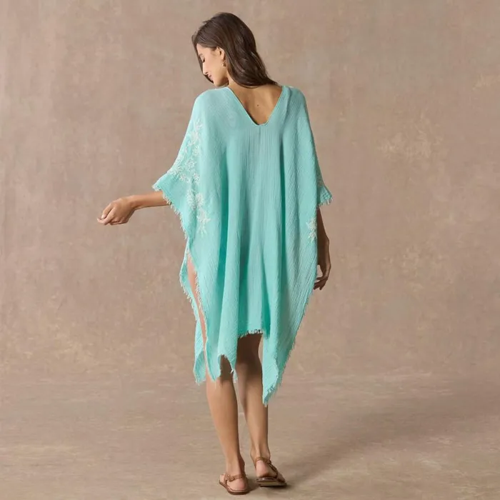 Women Christa Embroidered Coverup Turquoise Sundance Catalog Swimwear