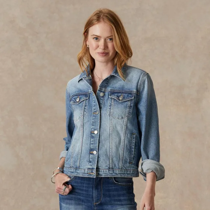 Women Classic Denim Jacket Vintage Wash Sundance Catalog Jackets and Coats