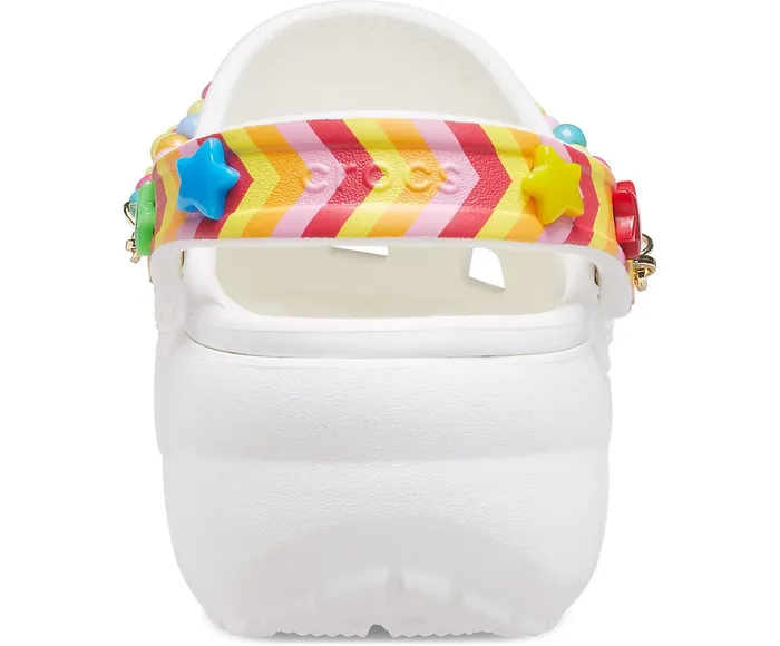 Women Classic Festival Vibes Platform Clog White Multi Crocs Clogs