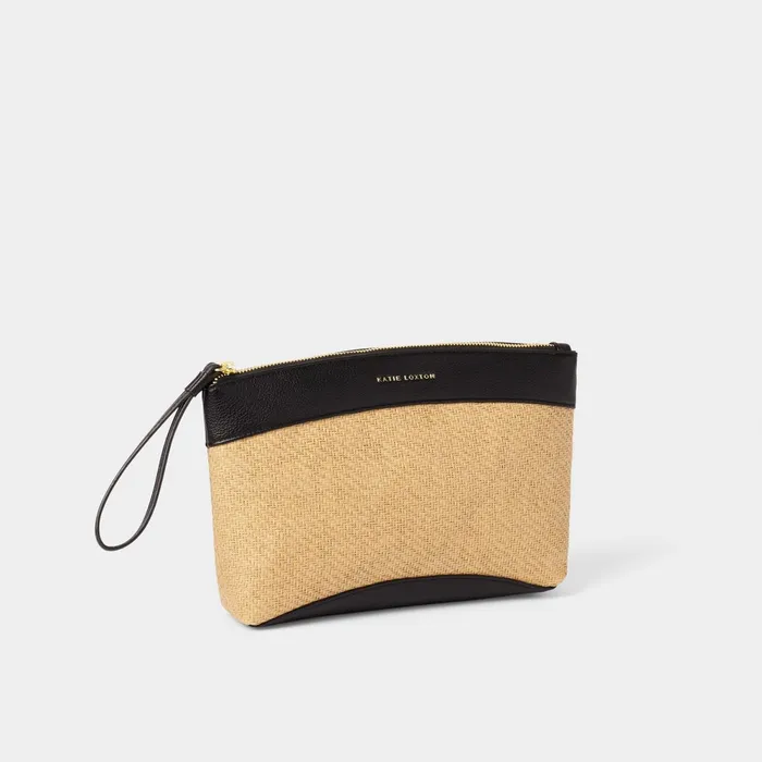 Women Clutch Bags and Pouches Katie Loxton Riviera Raffia Clutch Bag In Black