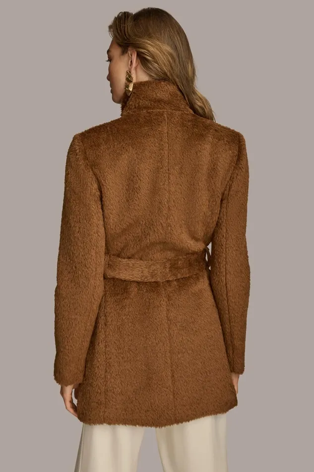 Women Coats And Jackets Donna Karan FAUX FUR JACKET Tobacco