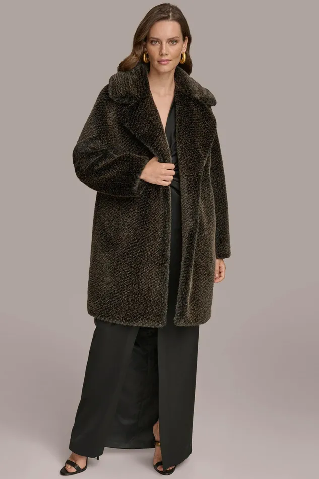 Women Coats And Jackets Donna Karan LUXE FUR COAT Rich Brown