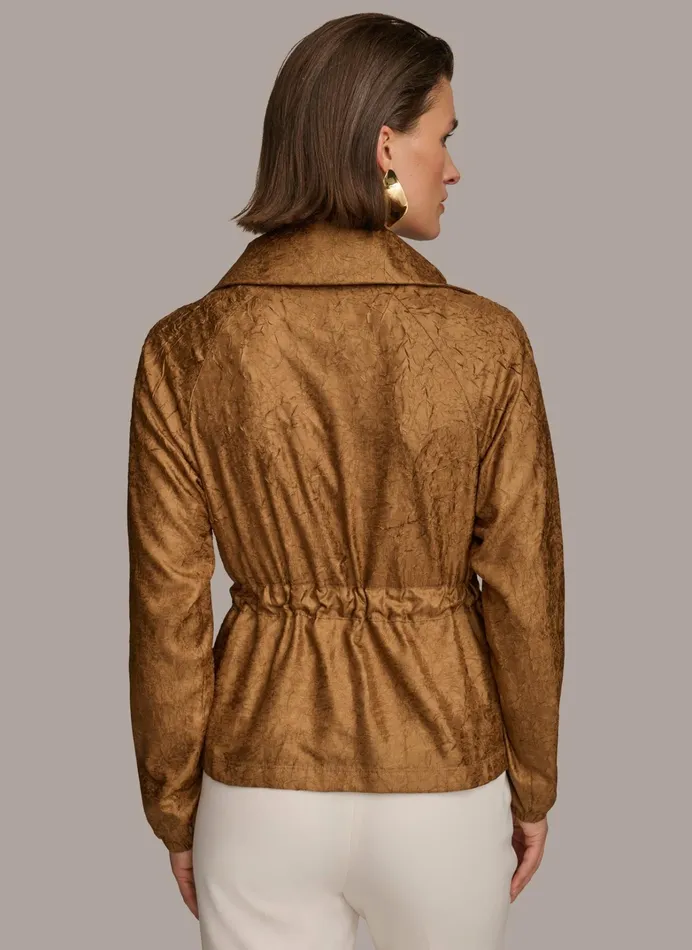 Women Coats And Jackets Donna Karan TEXTURE BELTED WRAP JACKET Bronze