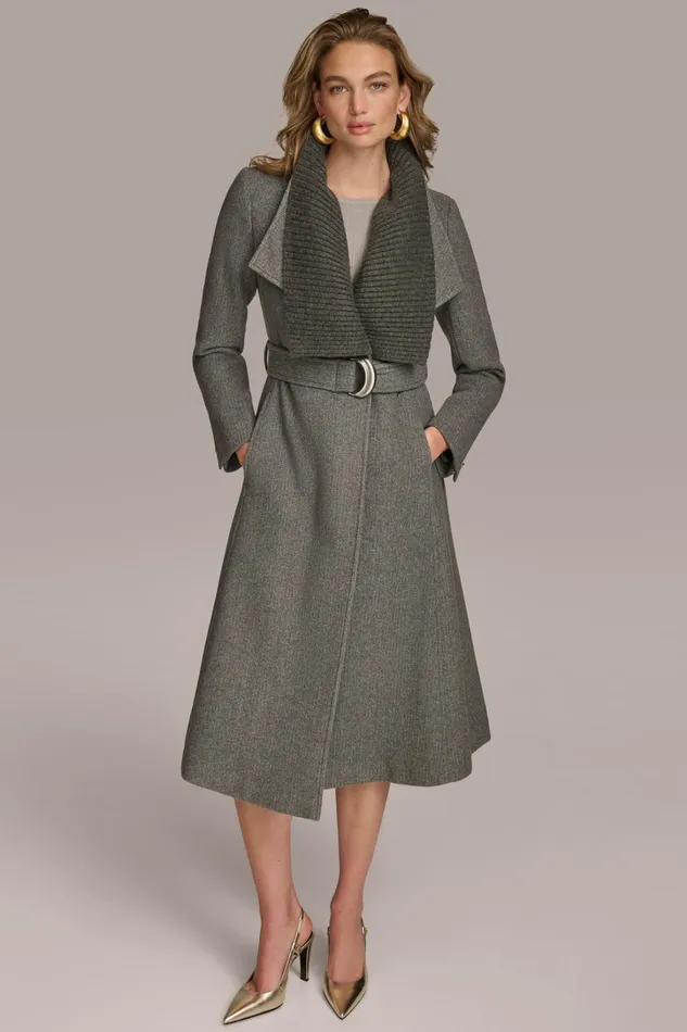 Women Coats And Jackets Donna Karan WOOL COAT Steel