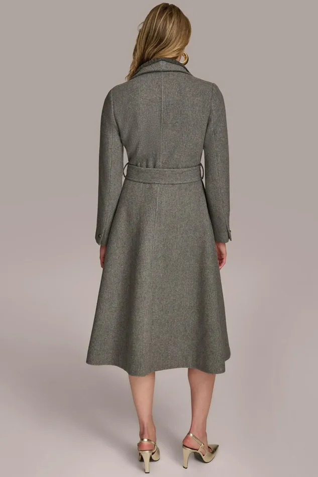 Women Coats And Jackets Donna Karan WOOL COAT Steel