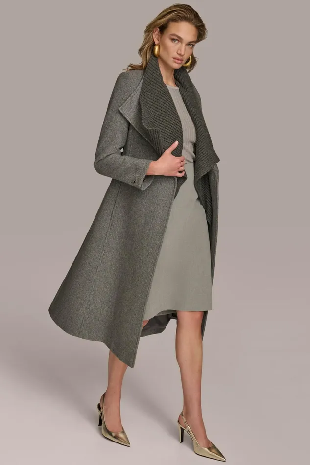 Women Coats And Jackets Donna Karan WOOL COAT Steel