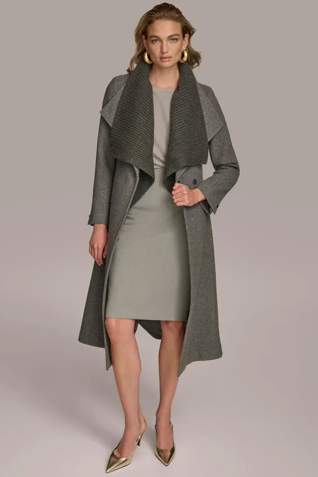 Women Coats And Jackets Donna Karan WOOL COAT Steel