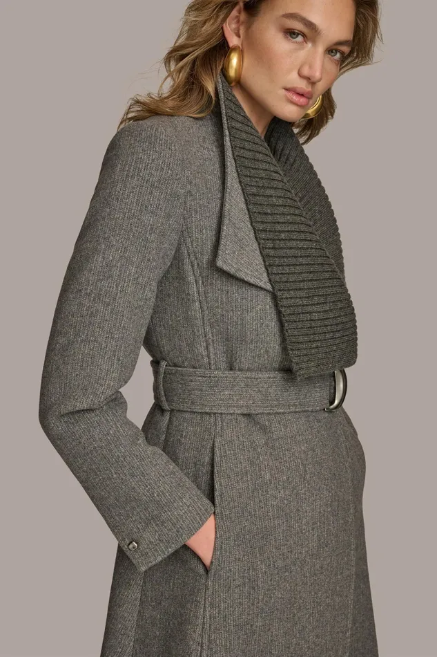 Women Coats And Jackets Donna Karan WOOL COAT Steel