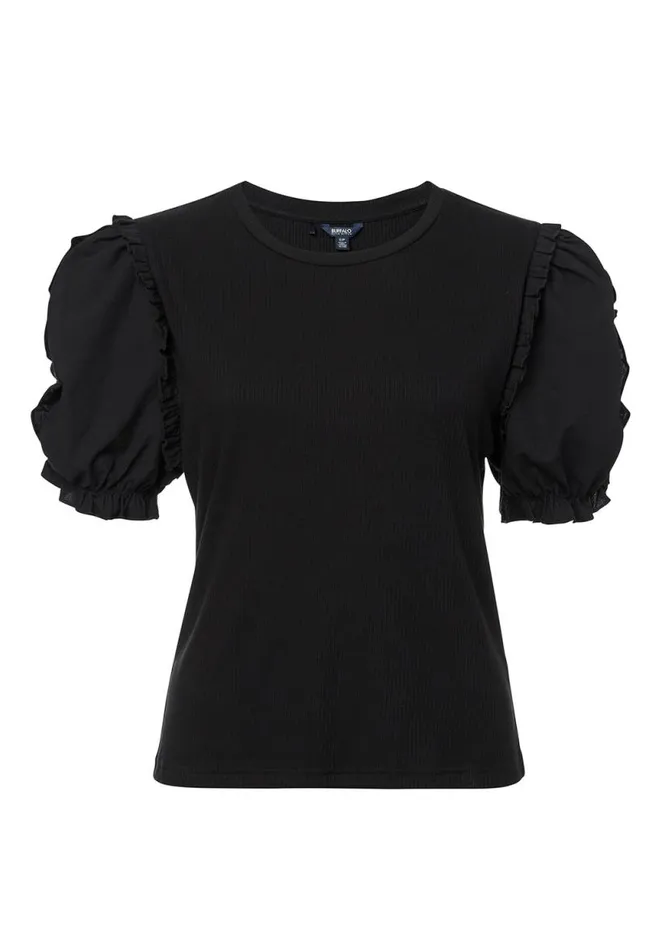 Women Corey Black Mixed Media Womens Top Black Buffalo David Bitton Tops and Tees