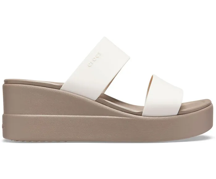 Women Crocs Brooklyn Mid Wedge Stucco Mushroom Crocs Sandals