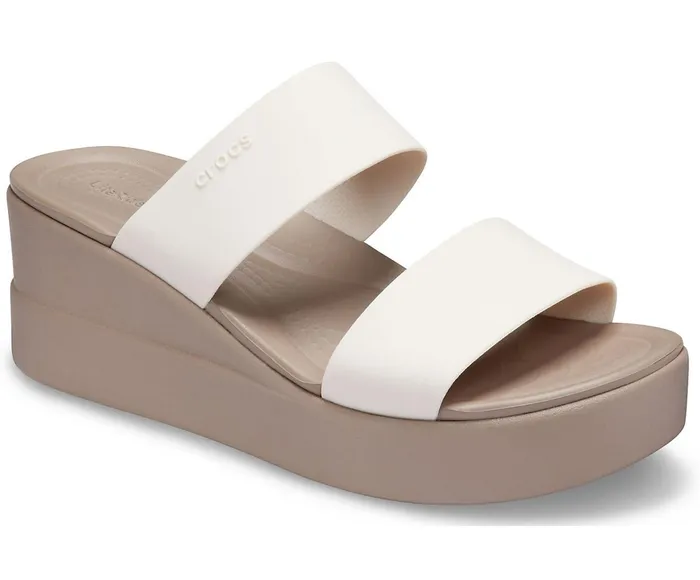 Women Crocs Brooklyn Mid Wedge Stucco Mushroom Crocs Sandals