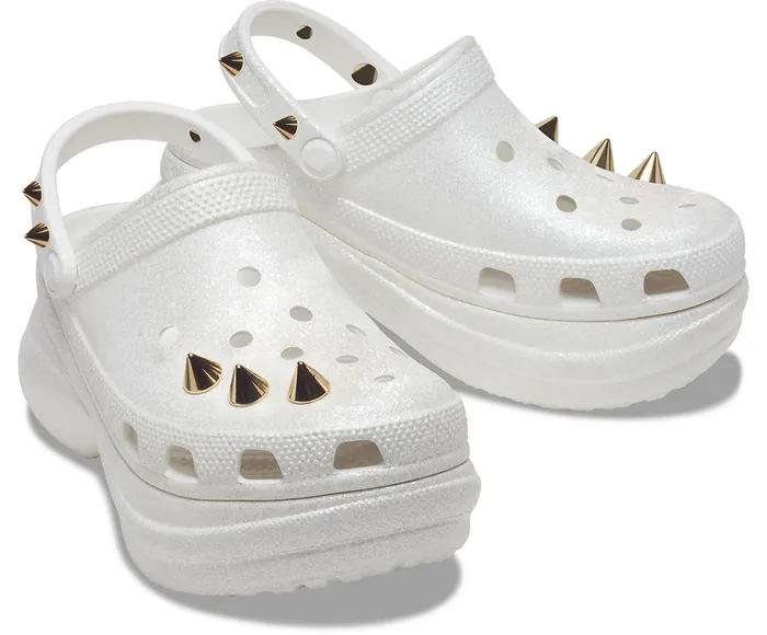 Women Crocs Classic Bae Glitter Stud Clog White Crocs Clogs