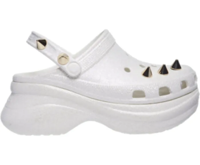 Women Crocs Classic Bae Glitter Stud Clog White Crocs Clogs