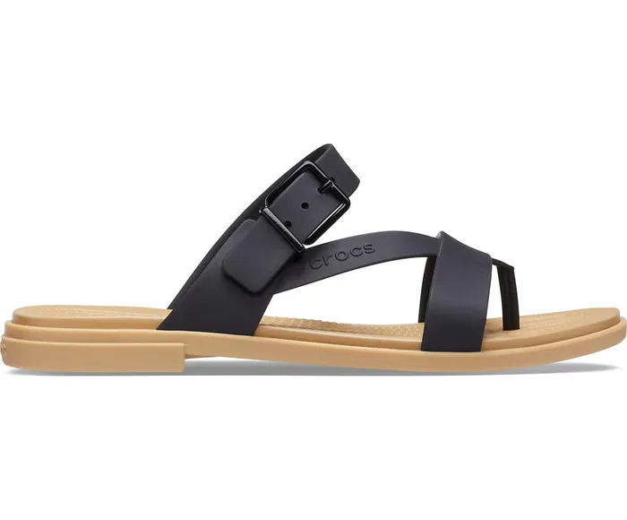 Women Crocs Tulum Toe Post Sandal Black Tan Crocs Sandals