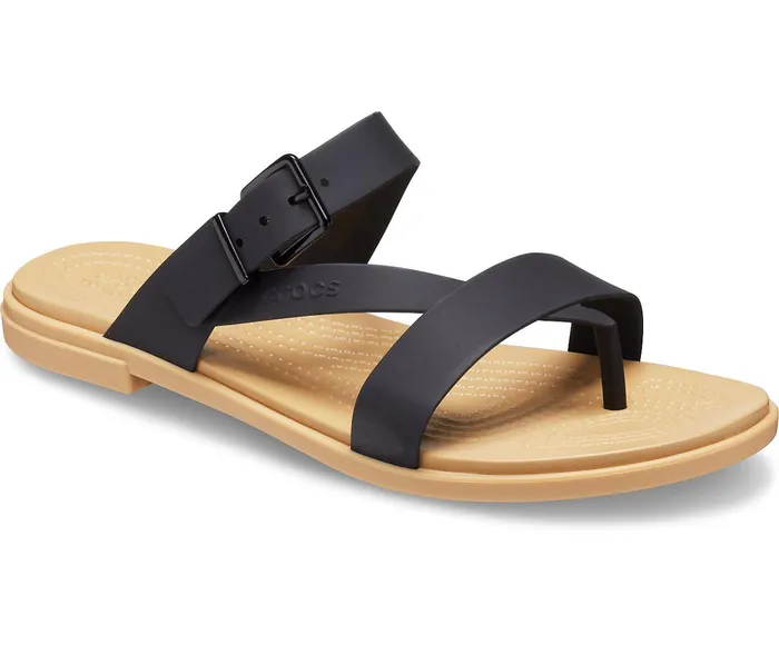 Women Crocs Tulum Toe Post Sandal Black Tan Crocs Sandals