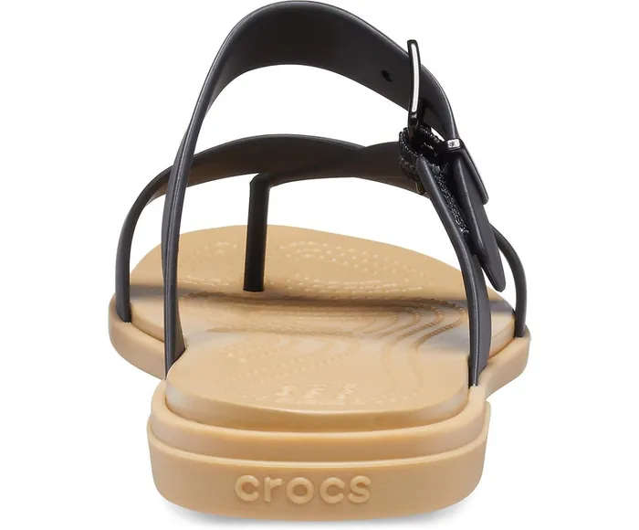 Women Crocs Tulum Toe Post Sandal Black Tan Crocs Sandals